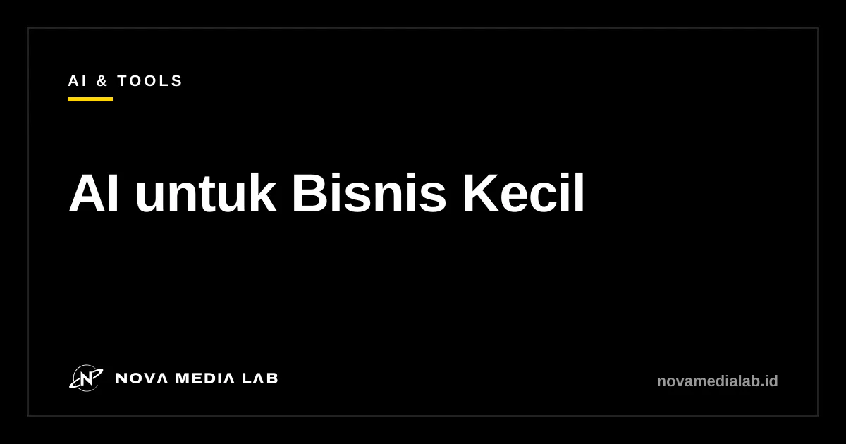 Ilustrasi pemilik usaha kecil memakai AI untuk caption dan balasan chat