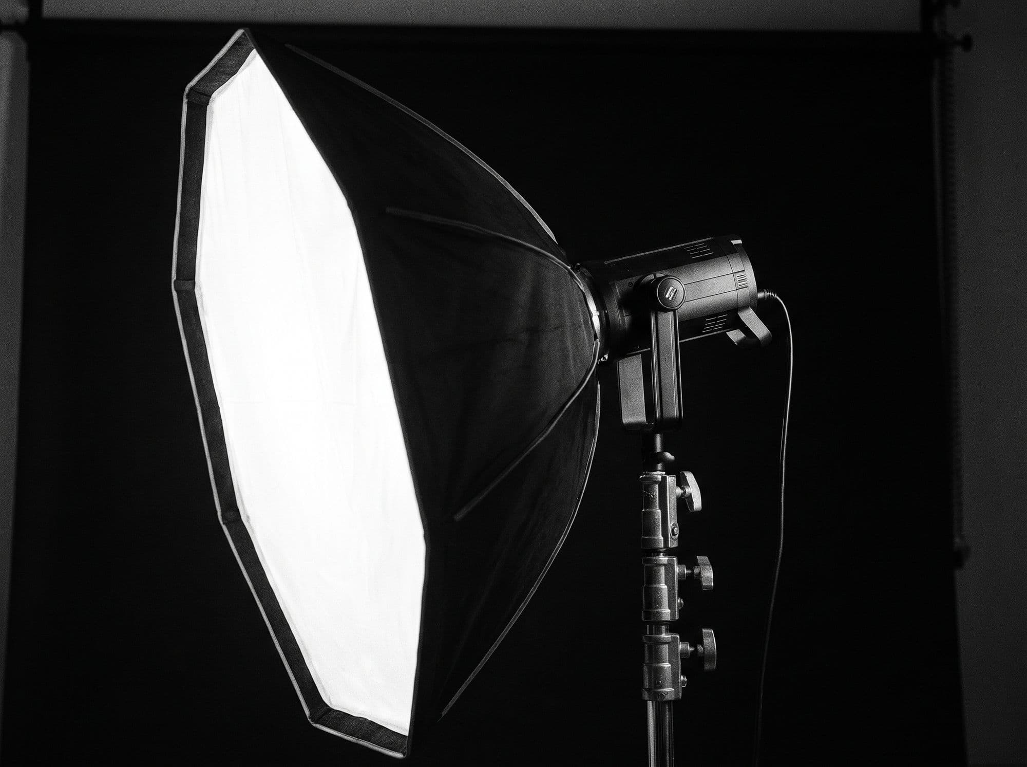 Softbox and studio strobe