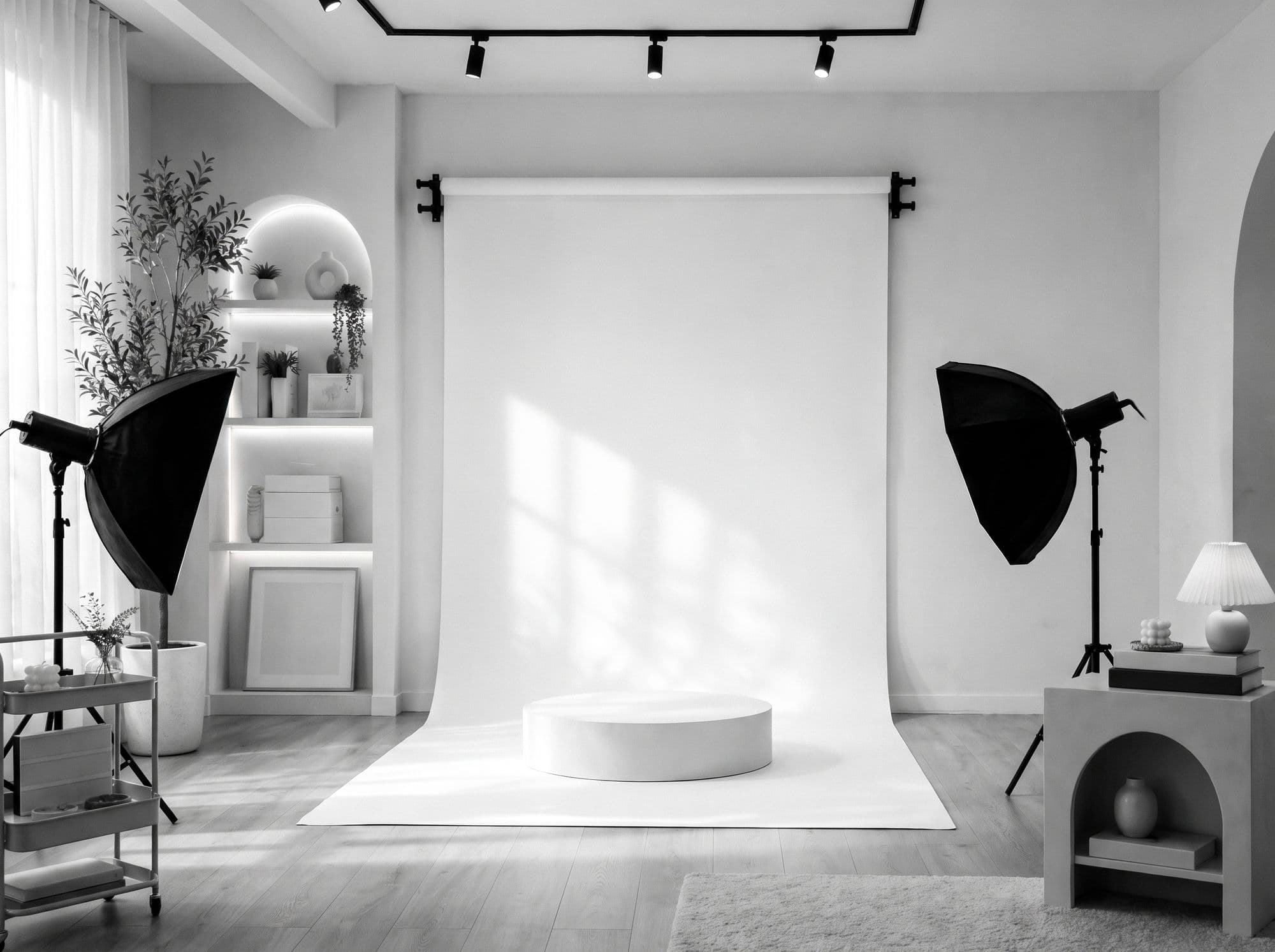 Photo studio with professional lighting